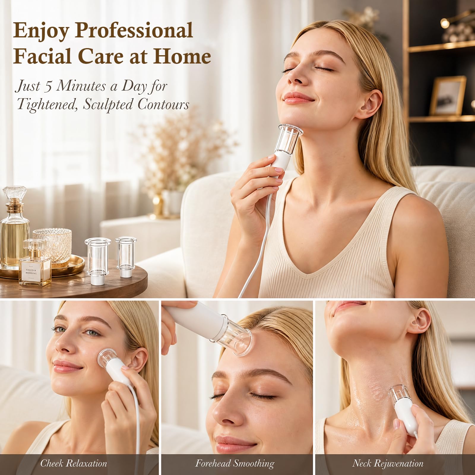 Set di coppette elettriche per viso, 3 in 1, massaggiatore Gua Sha, set da 6 pezzi, in vero vetro, per ridurre le rughe e la cura della pelle, anti-invecchiamento, per rassodare i contorni del viso