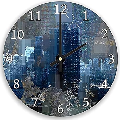 ArogGeld Reloj de pared negro retro gris azul marino moderno relojes decoración de 15 pulgadas funciona con pilas, gran decorativo silencioso