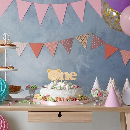 Miniatura 6 de Bear One - Decoración de madera para tartas con temática de bosque, decoración de cumpleaños de oso de un cumpleaños, decoración de pastel de madera