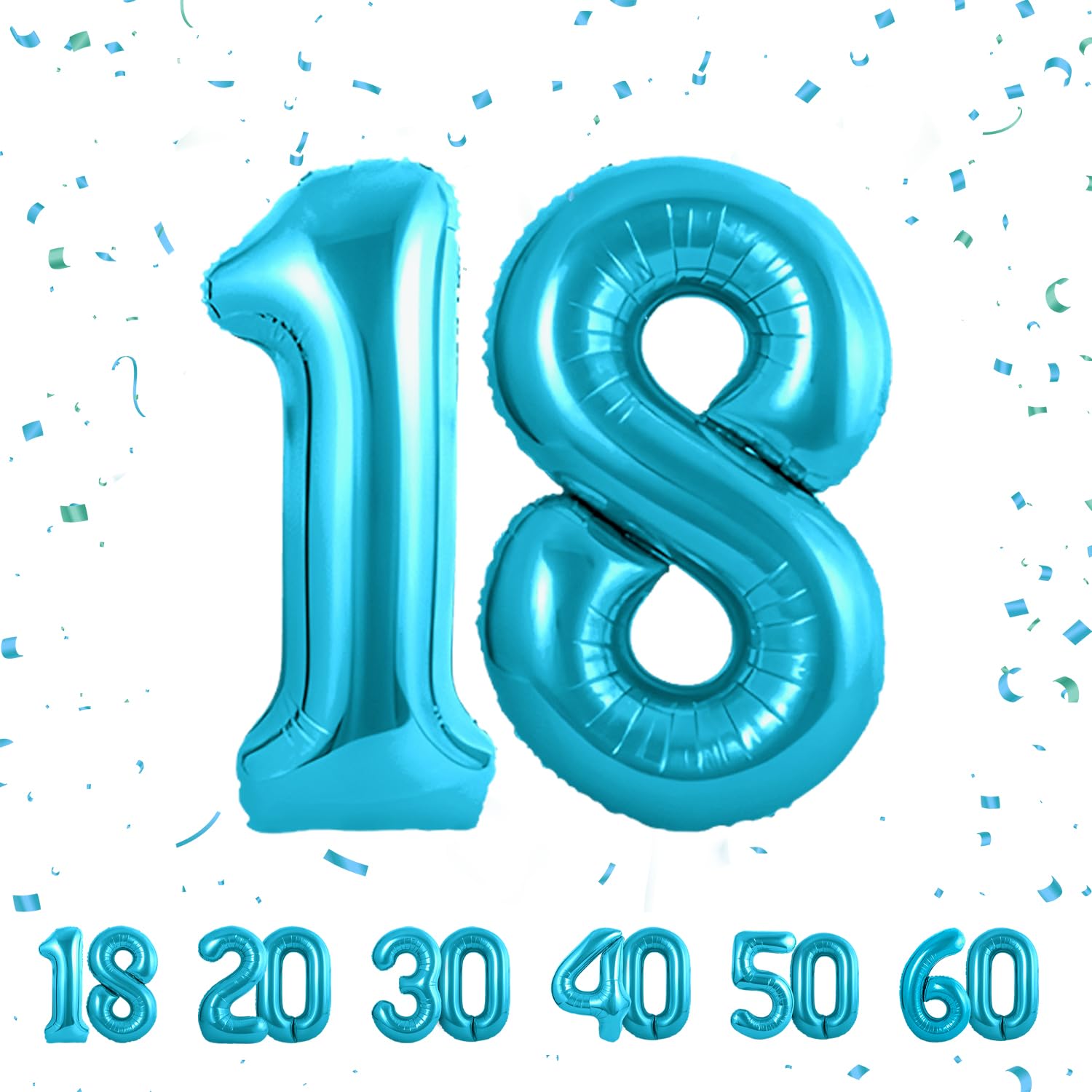 18th Number 18 Balloons 18,Blue 18 Balloon 40 Inch Giant Helium Foil Number Balloons for Boys Girls 18th Birthday Party Decor Anniversary Graduation Party Decorations Supplies