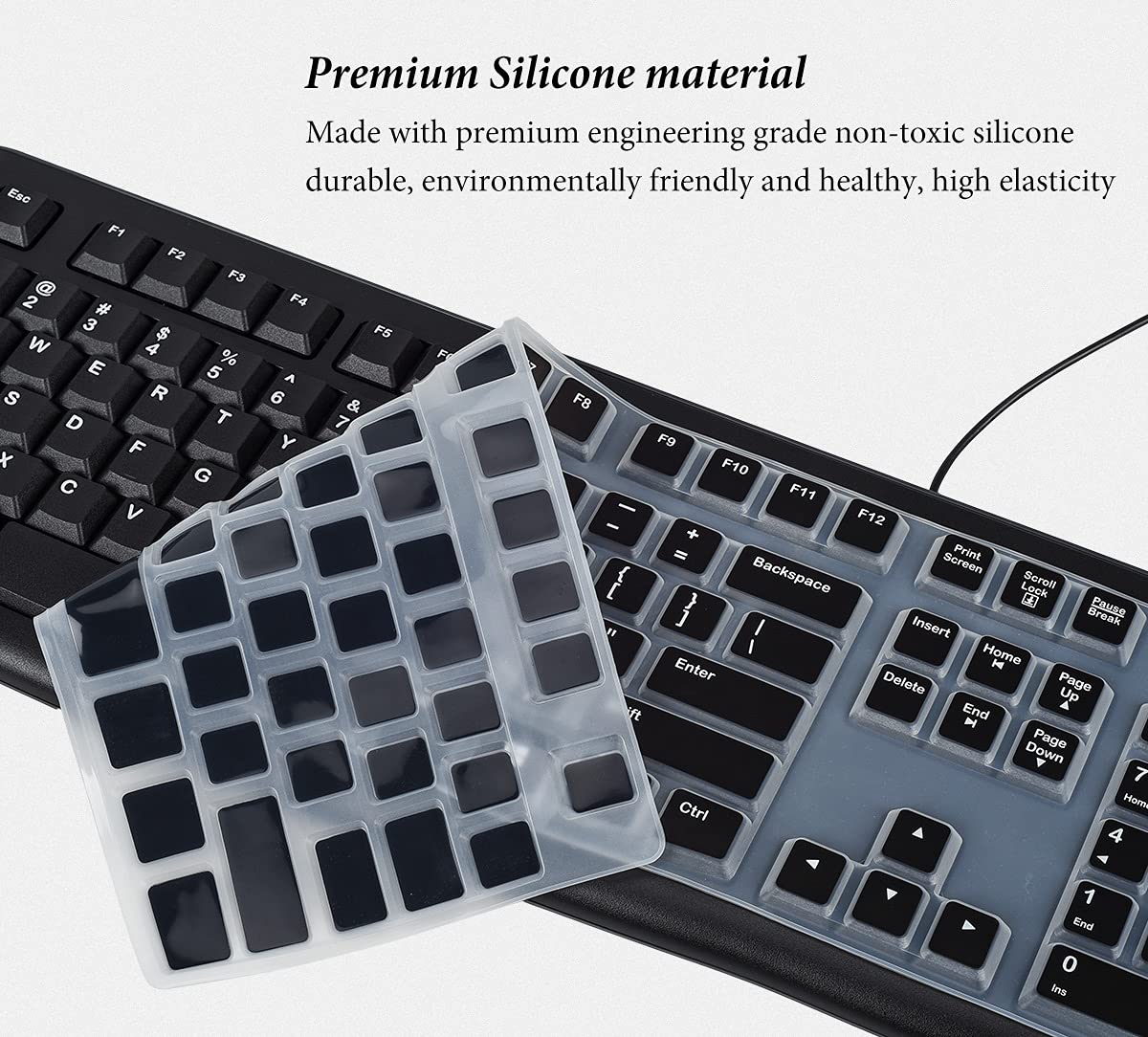 Casedoo Copritastiera In Silicone Ultra Sottile Per Logitech K120 MK120, Protezione Impermeabile E Antipolvere, Trasparente, Lavabile - 6