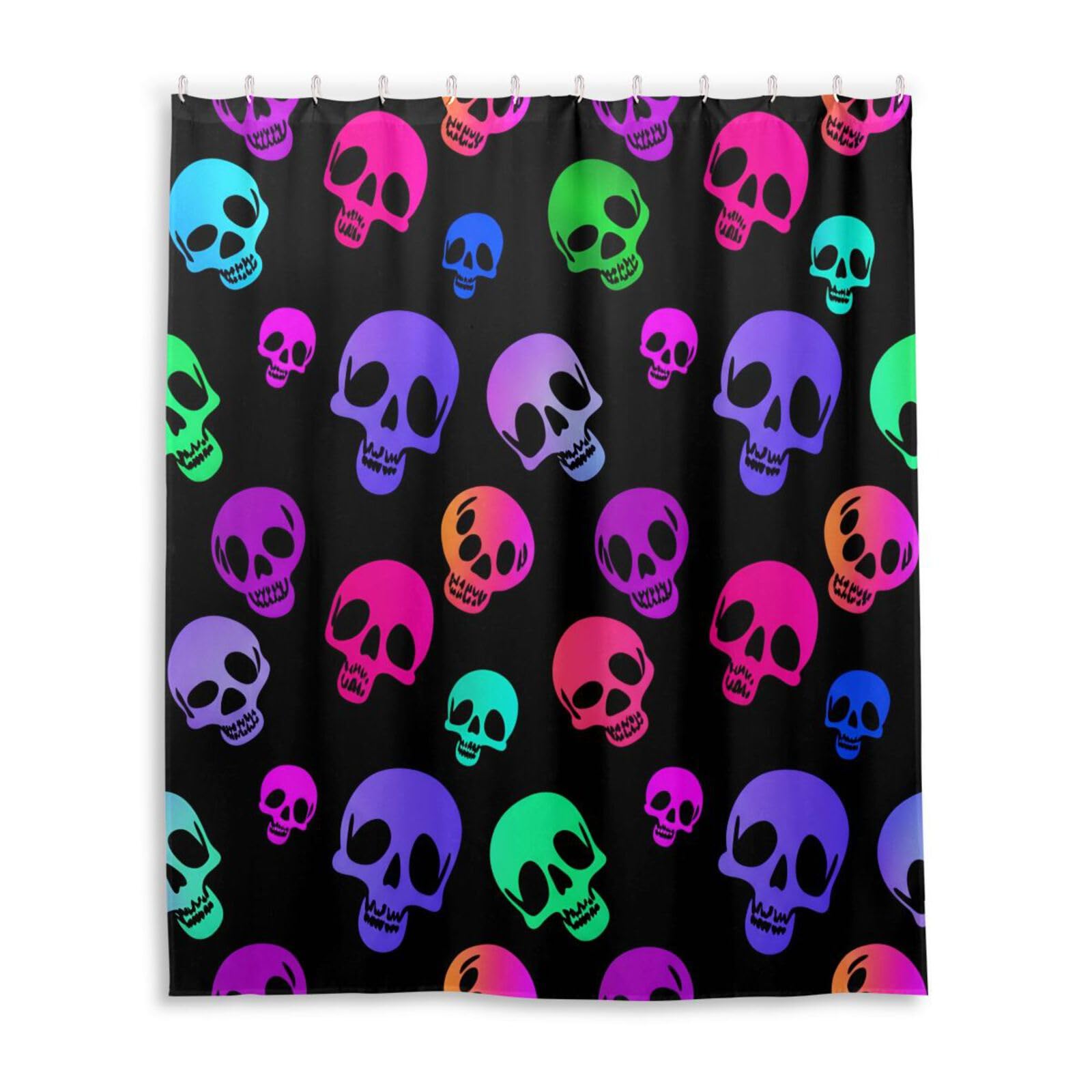 DUOBU Colorful Skulls Shower Curtain Washable Waterproof Fabric Bath Curtain 60x72Inch Shower Curtains with Hooks for Bathroom Decor