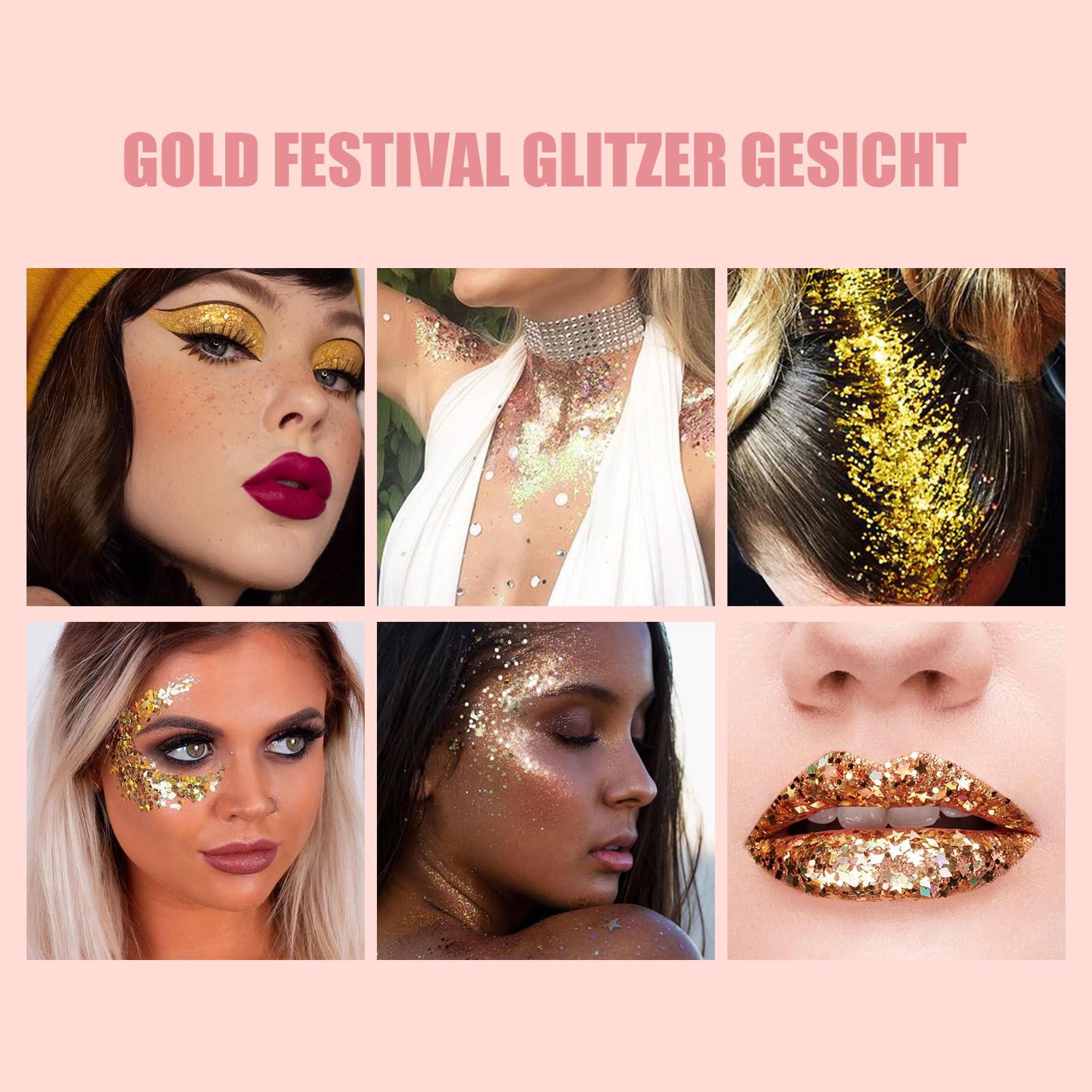 EONFAVE Festival Glitzer Gel – 2 Farben, Wasserfest, Für Gesicht, Körper & Haare, Mit Holografischem Effekt, 40 Ml Pro Tube
