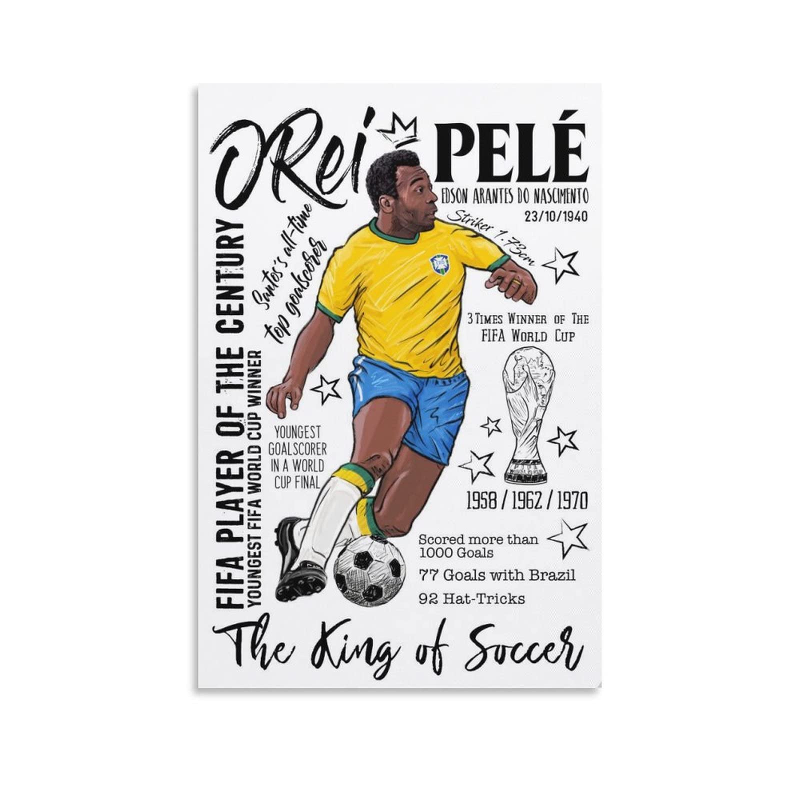 Amazon｜ブラジルの有名なサッカー選手ペレのポスターキャンバス