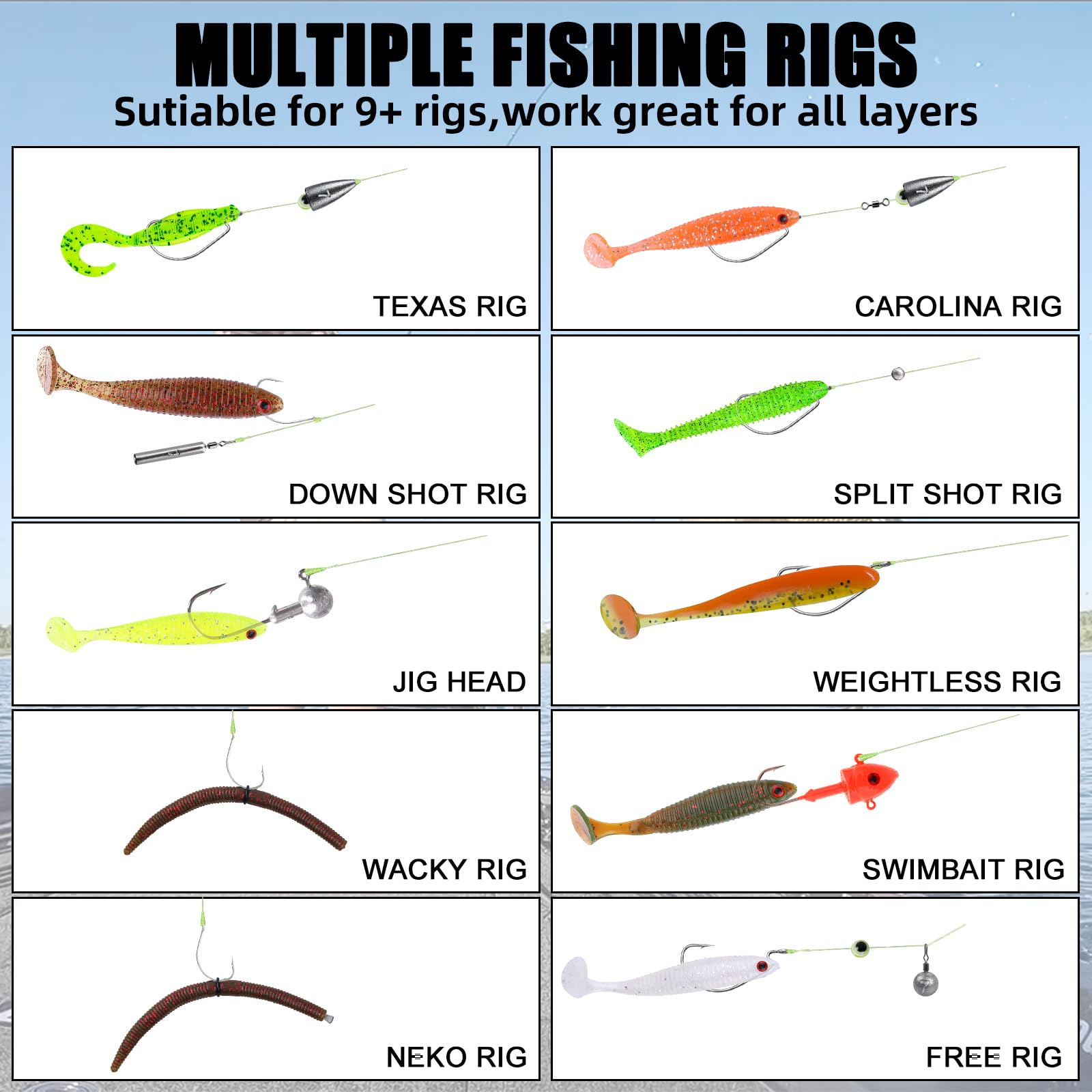 Leeko 198 Pcs Fishing Accessory Set - Tackle Box with Hooks, Weights, Sinker, Spinner Blade - Bass Tackle / Bluegill / Crappie - Image 3