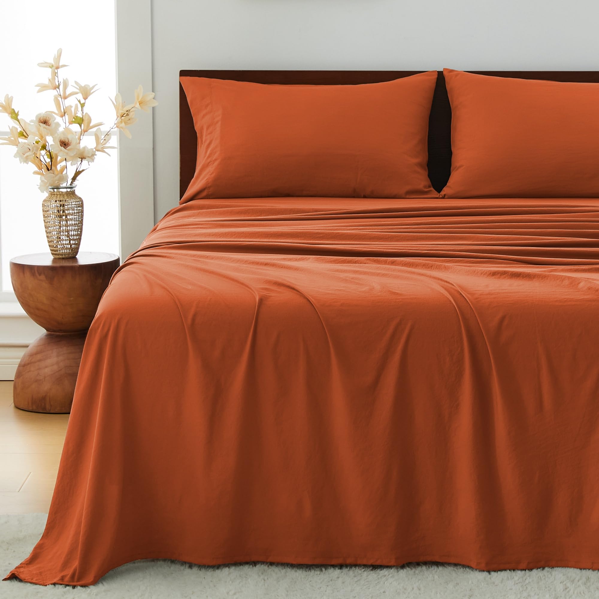 GOKOTTA 4-Pcs Queen Sheet Set, 16 Inch Deep Pocket Queen Sheets with Elastic Corner Straps, Brushed Microfiber Polyester - Hotel Luxury, Ultra Soft,