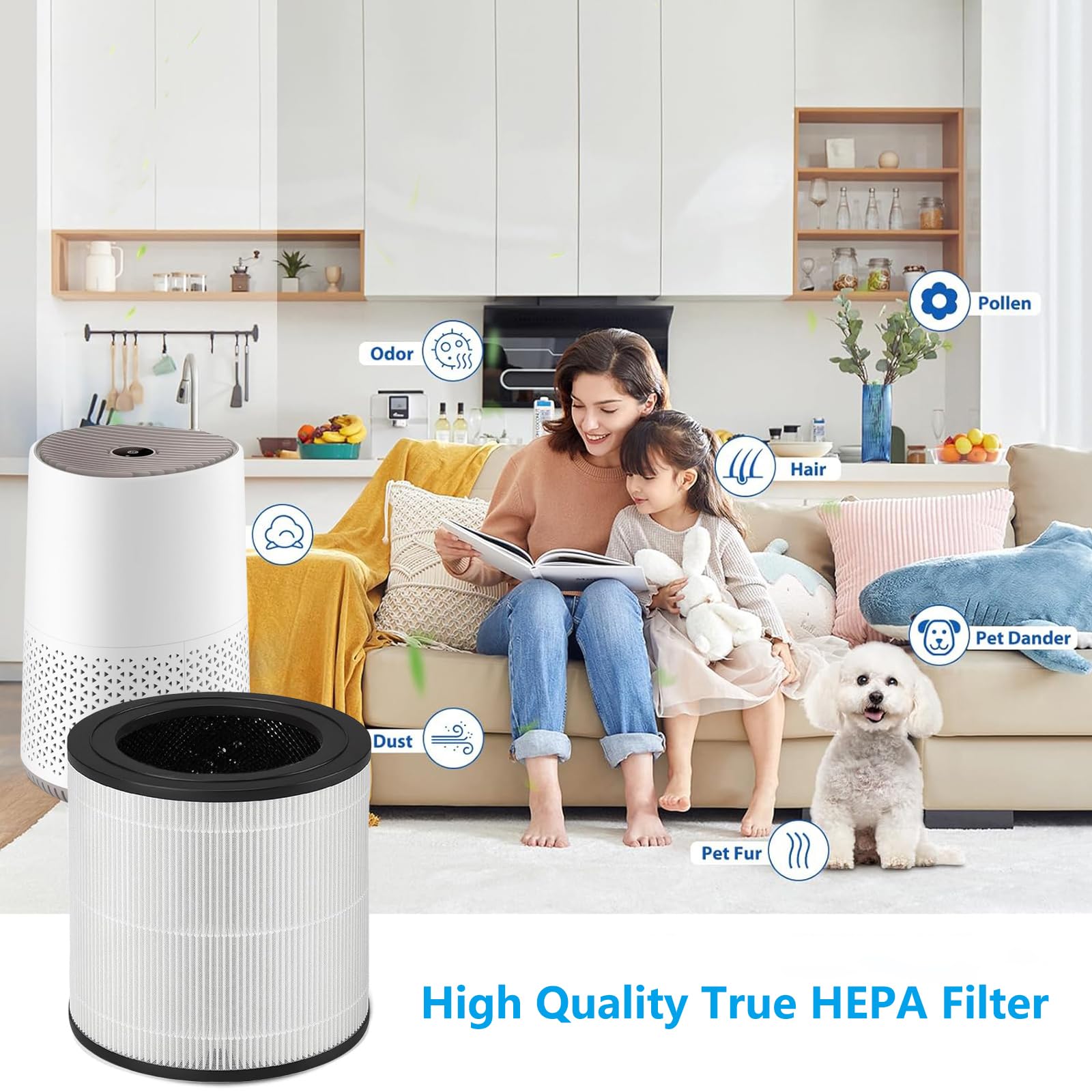 FY0611 - Filtro de repuesto compatible con Philips 600 Series AC0650/10 AC0651/10 purificador de aire 3 en 1 de repuesto con filtro de carbón activo FY0611/30, 2 unidades