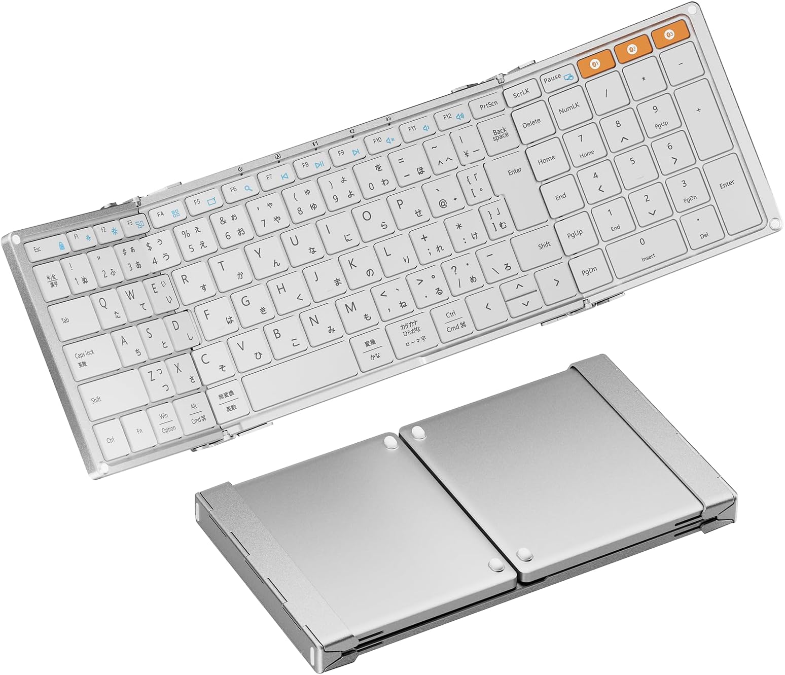 ProtoArc XK01 Folding Keyboard, Bluetooth, Wireless, Thin, Lightweight, iPad Keyboard, Connects to 3 Devices Simultaneously, Full Size, Numeric Keypad Included, Standard Japanese Layout, Type-C