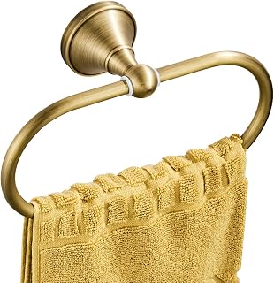 Hallyware Bathroom Towel Holder Hand Towel Ring Brass Oval Towel Hanger Holder for Bathroom and Kitchen Wall Mounted, Antique Brass