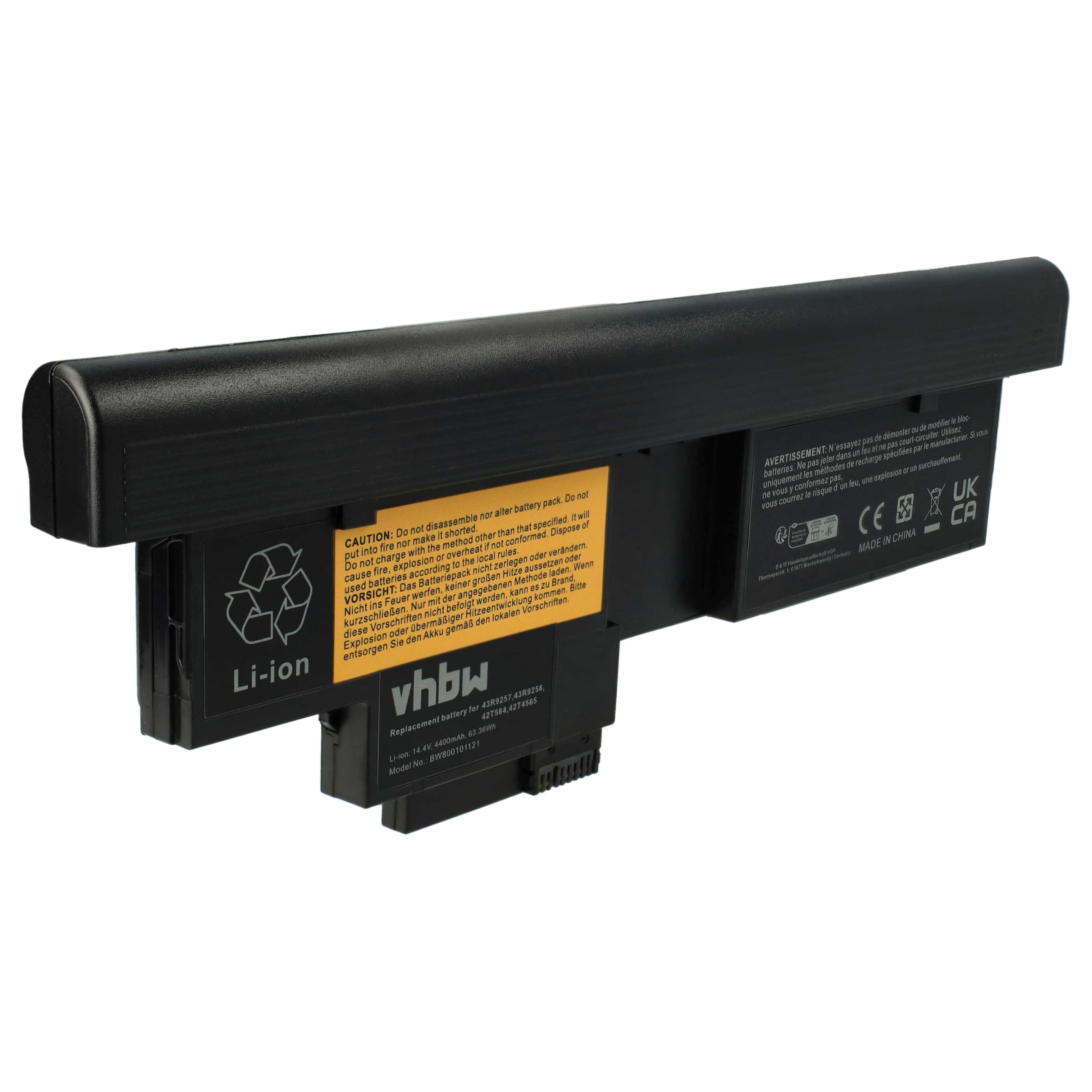 LI-ION CZARNA bateria (4400 mAh 14,4 V) nadaje się do IBM Lenovo Thinkpad X200 tablet PC, 201 zamiennik tabletu 43R9257, 43R9256, 42T4564, 42T4564