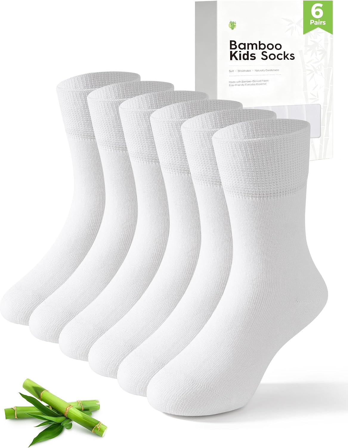 Viscose Bamboo Kids Socks Boys Girls Crew Dress Socks 6 Pairs