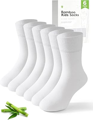 Viscose Bamboo Kids Socks Boys Girls Crew Dress Socks 6 Pairs