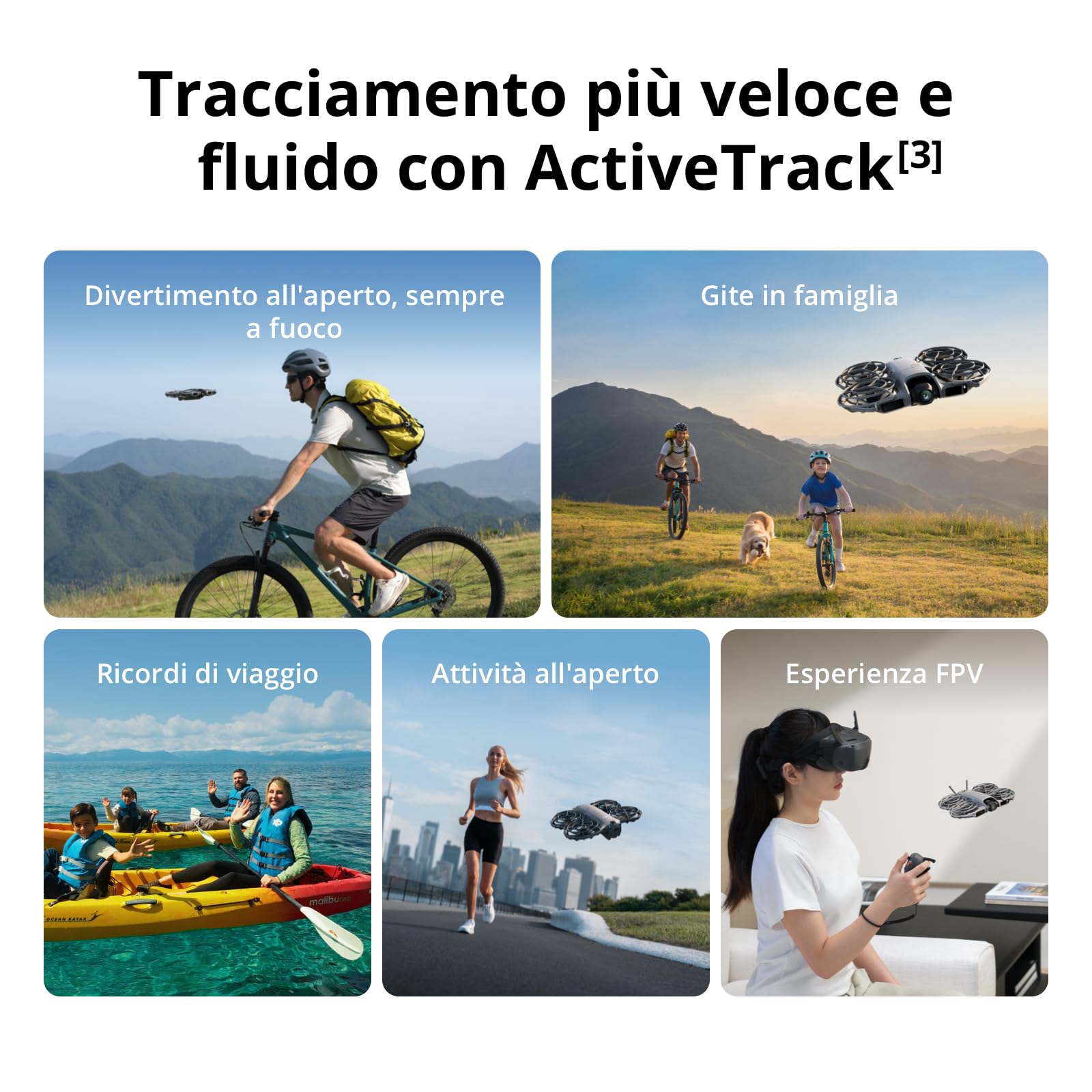 DJI Neo 2 (drone singolo), leggero e pieghevole, decollo e atterraggio dal palmo della mano, controllo con gesti, ActiveTrack, rilevamento omnidirezionale degli ostacoli, drone 4K per principianti