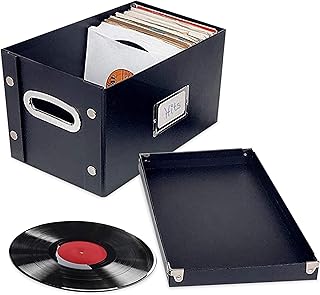Snap-N-Store Vinyl 45 Record Box, for 45 RPM Vinyl Storage, 8.25 x 7.5 x 14.5 Inches, Black, SNS02079, 7 inch- 1 pack