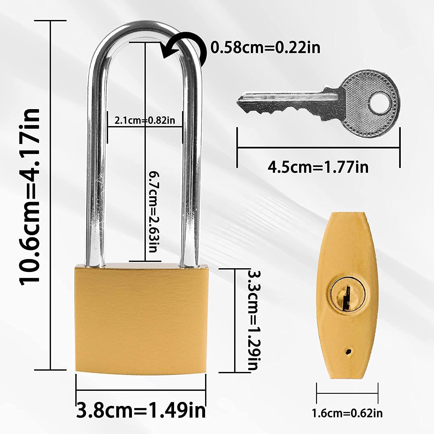 2 candados de llave de 38 mm (con llave igual), candados con llaves, candados de grillete largo con llaves, candados para taquilla de gimnasio, candado de alta seguridad, para interiores, puertas,