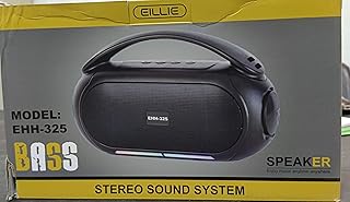 مكبر صوت بلوتوث محمول EHH-325 من ايلي، إضاءة ار جي بي، نظام صوت ستيريو 15 وات، تحكم باللمس، أسود