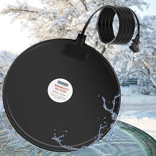 KSSZZCO Calentadores de baño para pájaros para exteriores en invierno, descongelador de baño de pájaros con cable de 6 pies, calentador sumergible