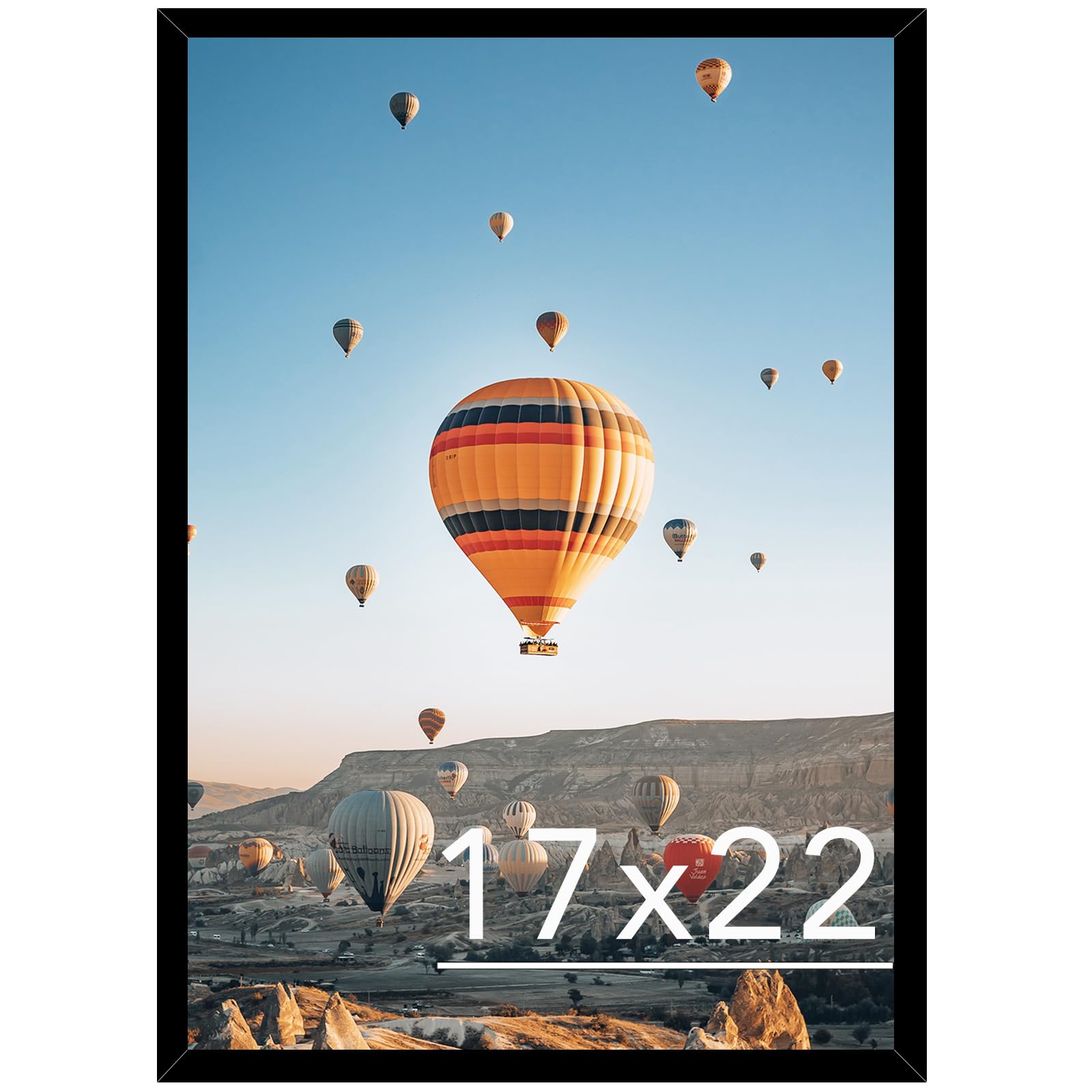 17x22 Picture Frame Black for Poster Photo Picture, Horizontal and Vertical Formats for Wall Hanging, 17 x 22 Wall Gallery Poster Photo Frame for 17 by 22 Photos Posters, Black