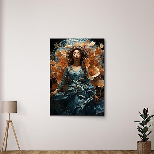 Yoga Wall Art, Canvas Prints Yoga Meditation Studio Room Decorations Tie Dye Hippie Psychedelic Poster with Frame Meditating Peace Wall Art Hanging