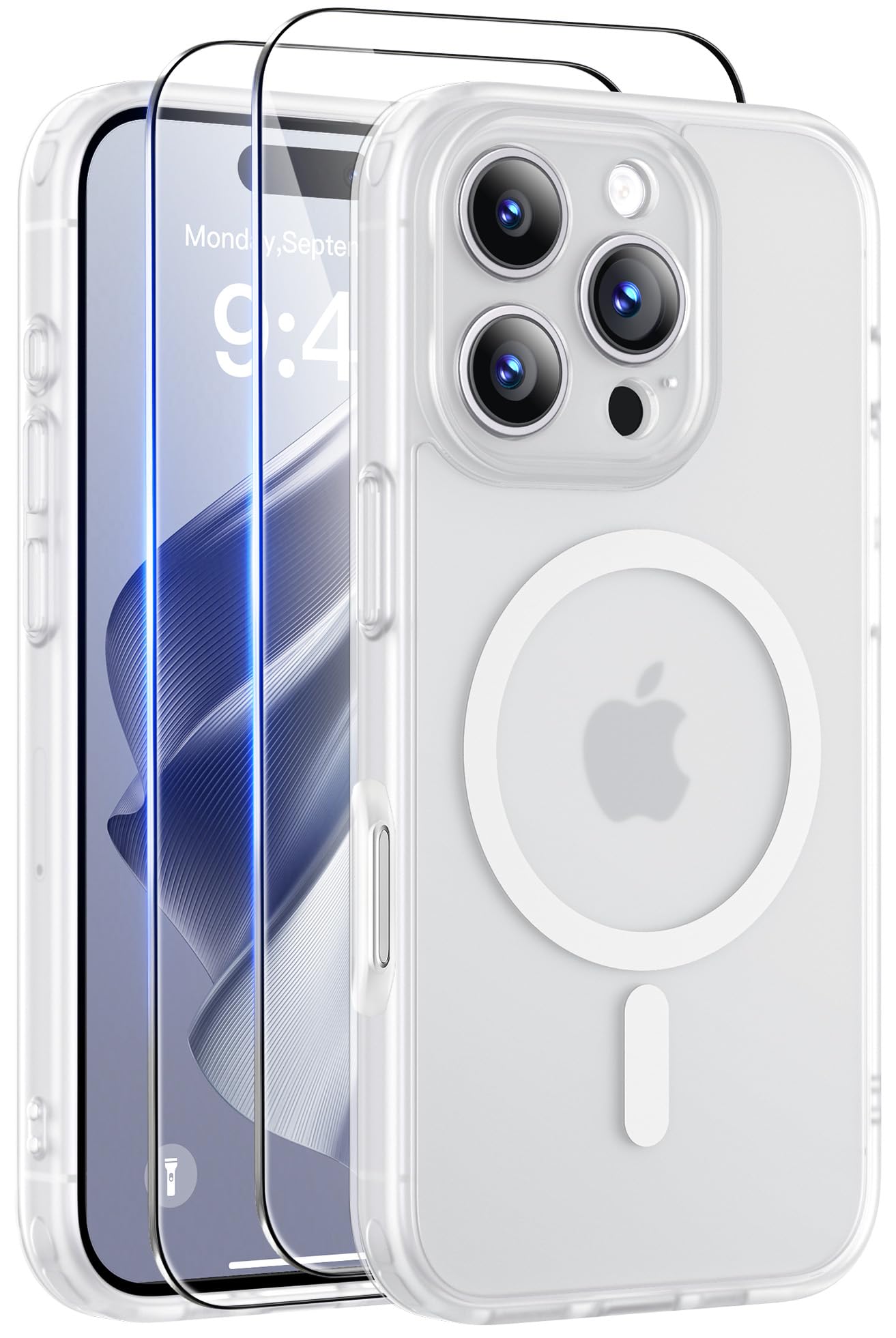 Qasyfanc Magnetic for iPhone 15 Case with 2 Tempered Glass Screen Protector, Compatible with MagSafe, Full Camera Protection, [Anti-Yellowing] Shockproof Protection Phone Case, Clear — view 23