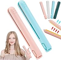 Vista 8 de Mini plancha de pelo de doble propósito, cerámica, portátil, 2 en 1, azul