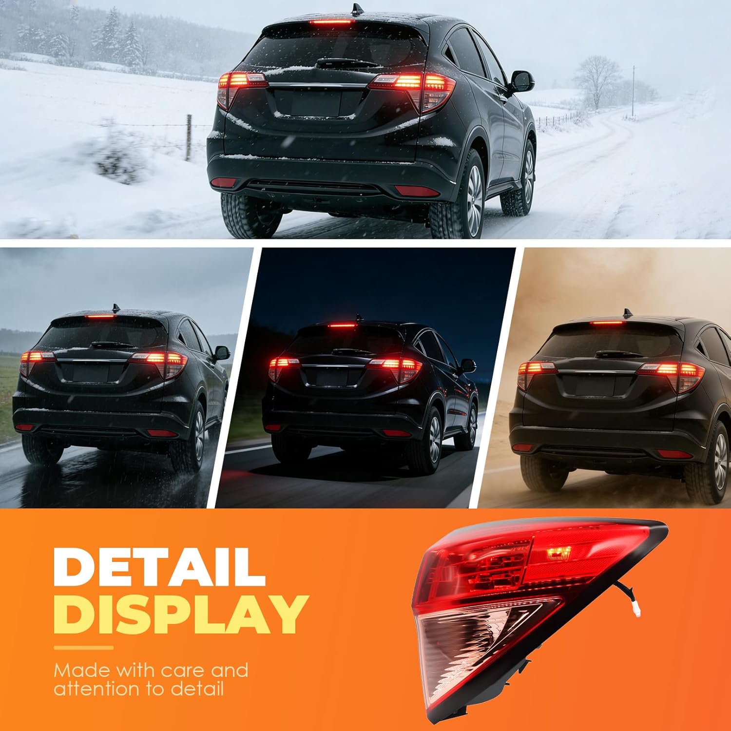 Outer Tail Light Red Passenge Side Compatible with 2016 2017 2018 HRV HR-V Rear Tail Lamp Right Side HO2805109 33502T7SA01 (Right)