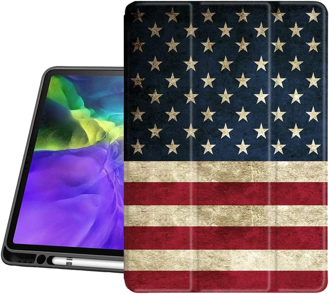 SaharaCase Folio Case for Apple iPad Pro 12.9" (4th,5th, and 6th Gen 2020-2022) [Shockproof Bumper] Kickstand Rugged Protection Anti-Slip Grip Slim Fit (Red/White/Blue)