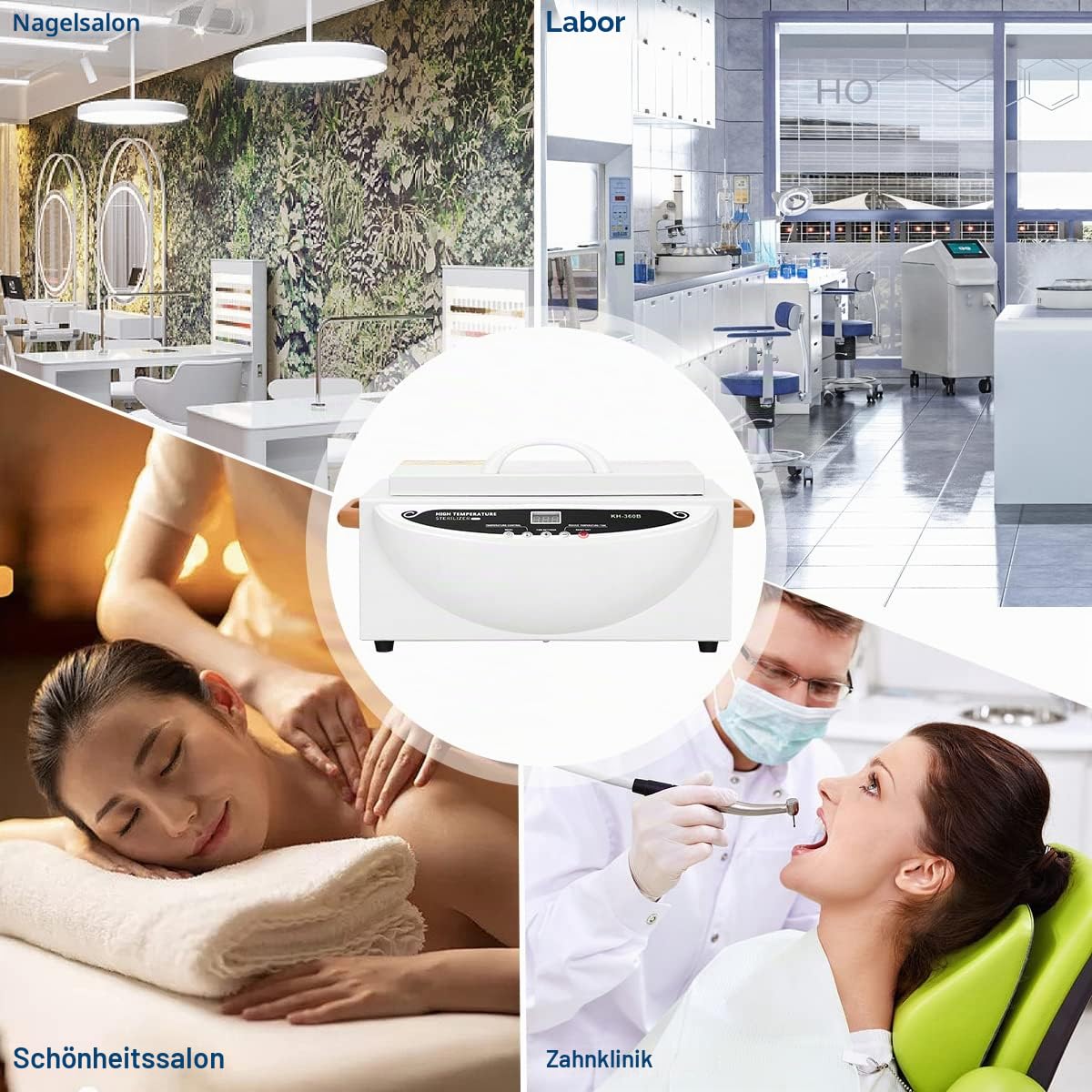 Xverycan 500W Heißluftsterilisator Desinfektion, 250℃ Trockene Hitze Hochtemperatur Sterilisator, Kleine Sterilisatoren für Nagelwerkzeuge, Kosmetikwerkzeuge, Friseurwerkzeuge, Schönheitssalon