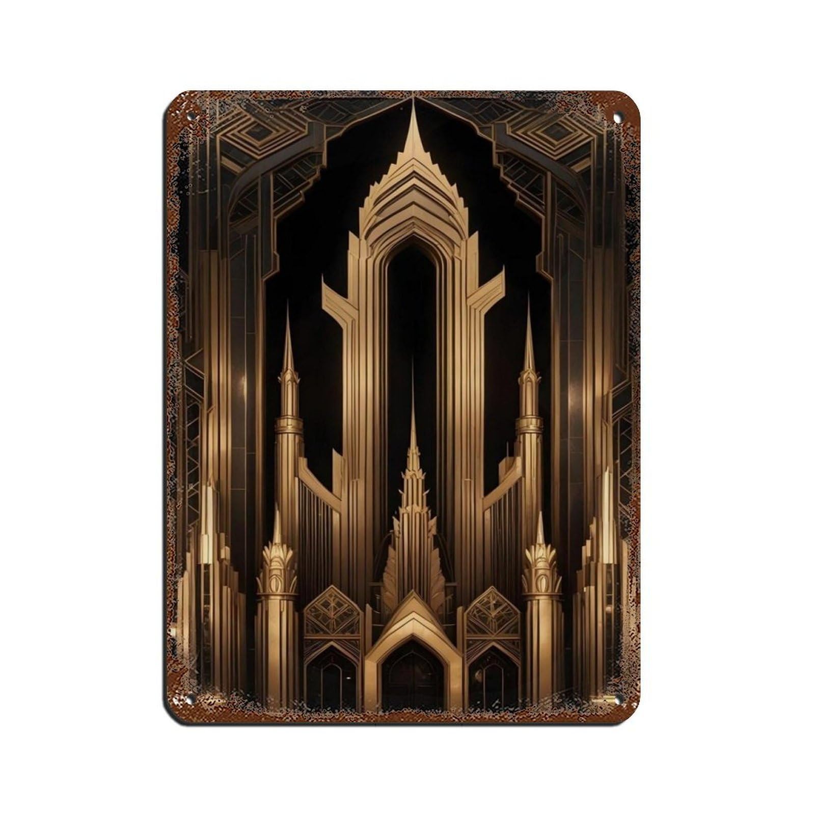 1920s Architecture Poster Gatsby Style Art (4) Tin Sign Vintage Metal Pub Club Cafe Bar Home Wall Art Decoration Poster Retro 12x16inch(30x40cm)