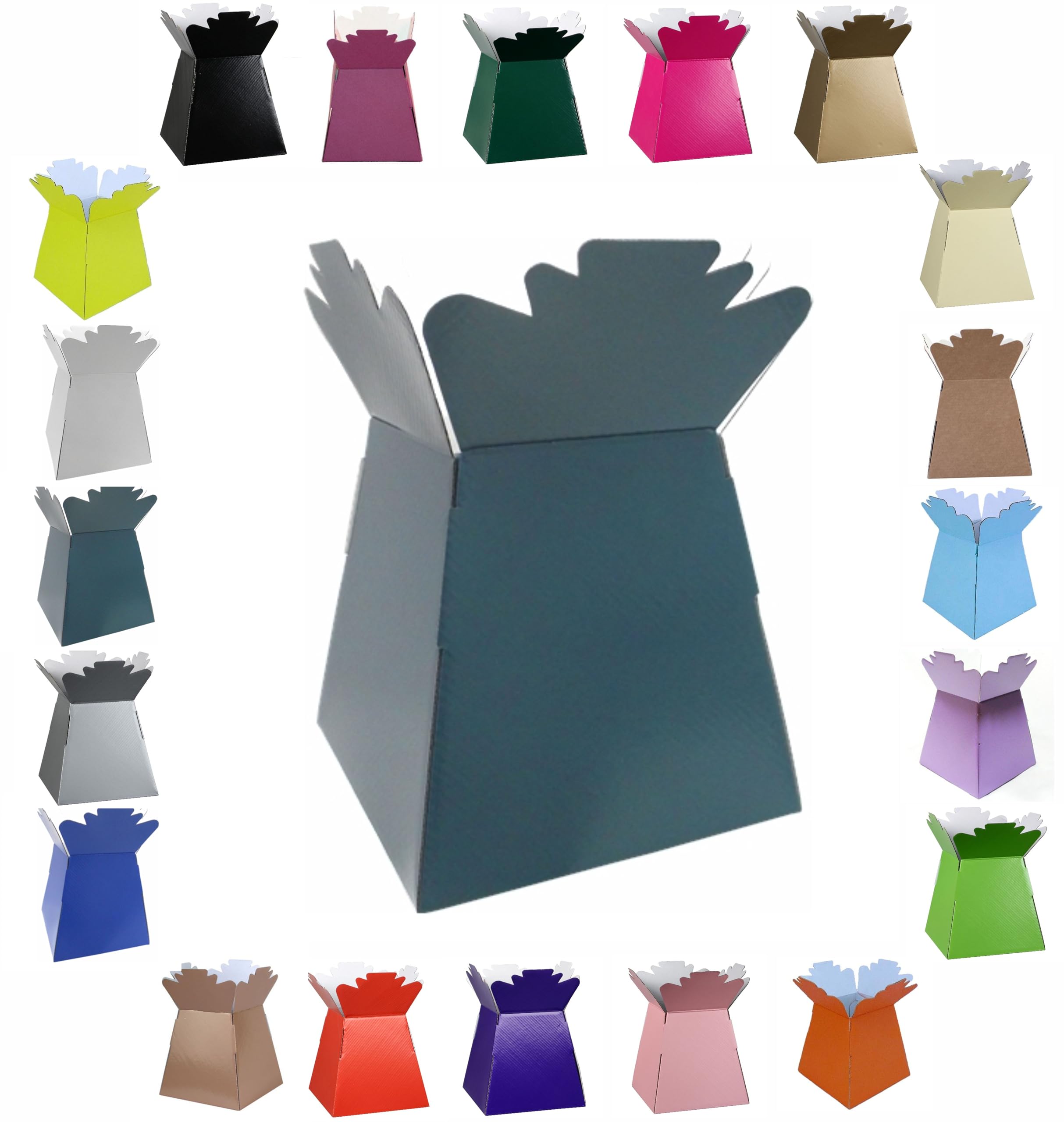 Glossy Vibrant Bouquet, Flower Box/Vase - Transportation Display, Presentation Boxes (10, Teal) — image 1
