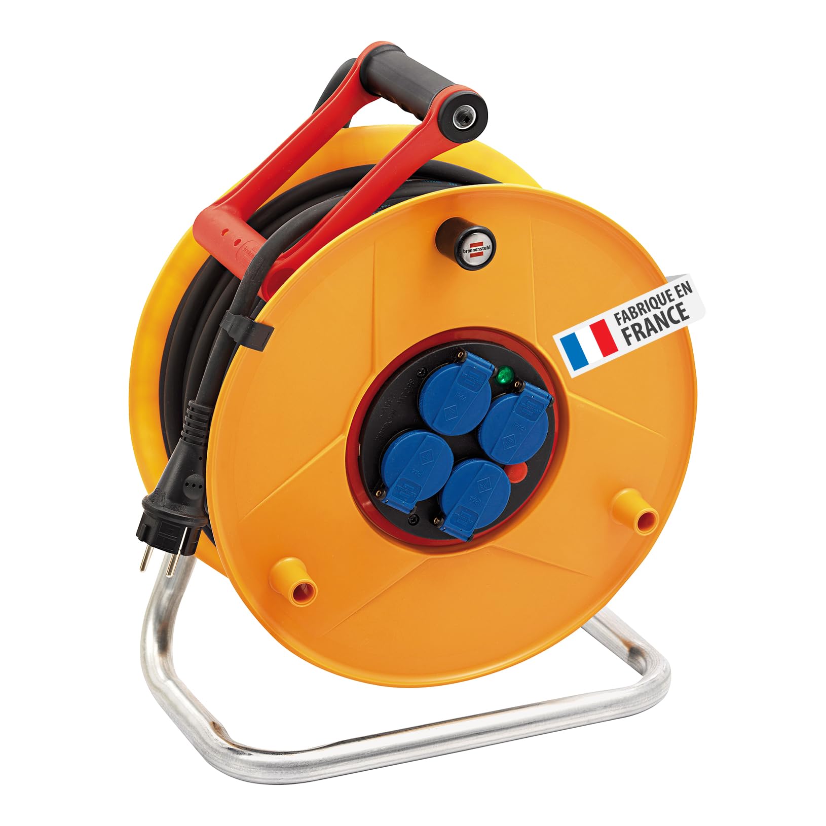 Brennenstuhl Enrouleur de câble Standard Pro 25m (IP44, Cablepilot), Fabrication Française 1206841 Jaune