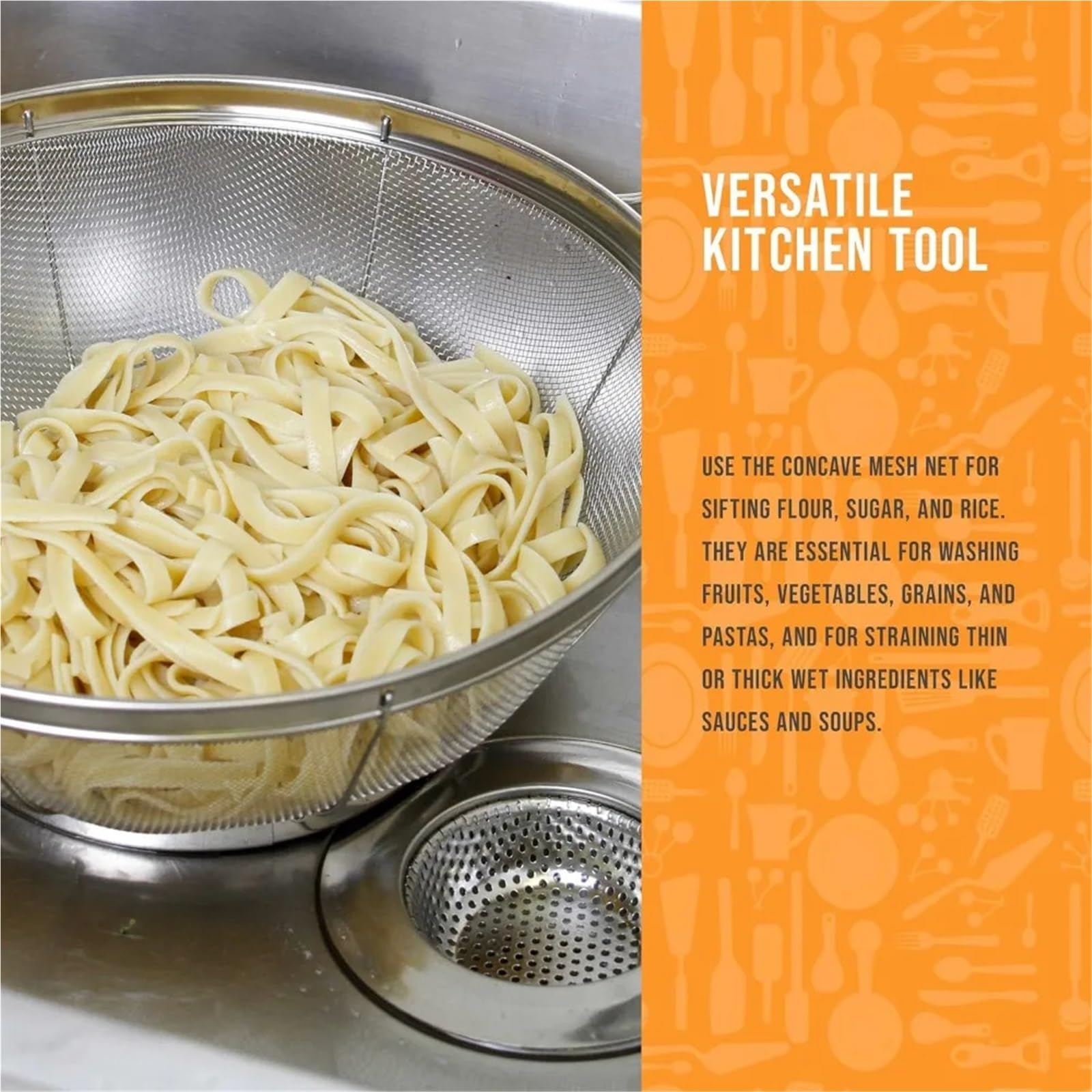 Juego de coladores acero inoxidable 3 piezas 3: 5, 4 y cuartos con asas base descanso para Pasta Verduras y Frutas