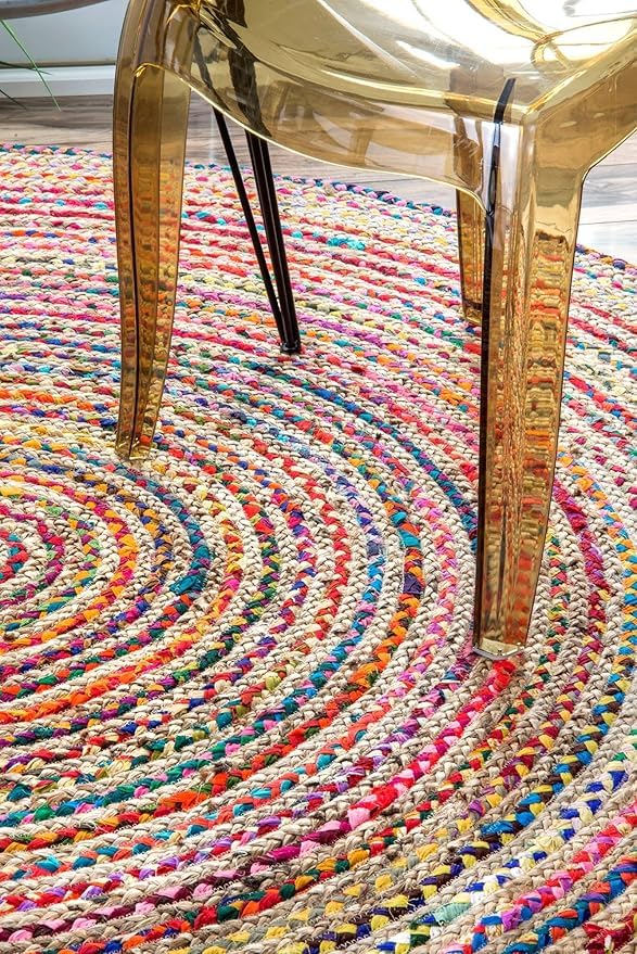 Tapete ovalado de yute y algodón 6' x 9' miniatura 2