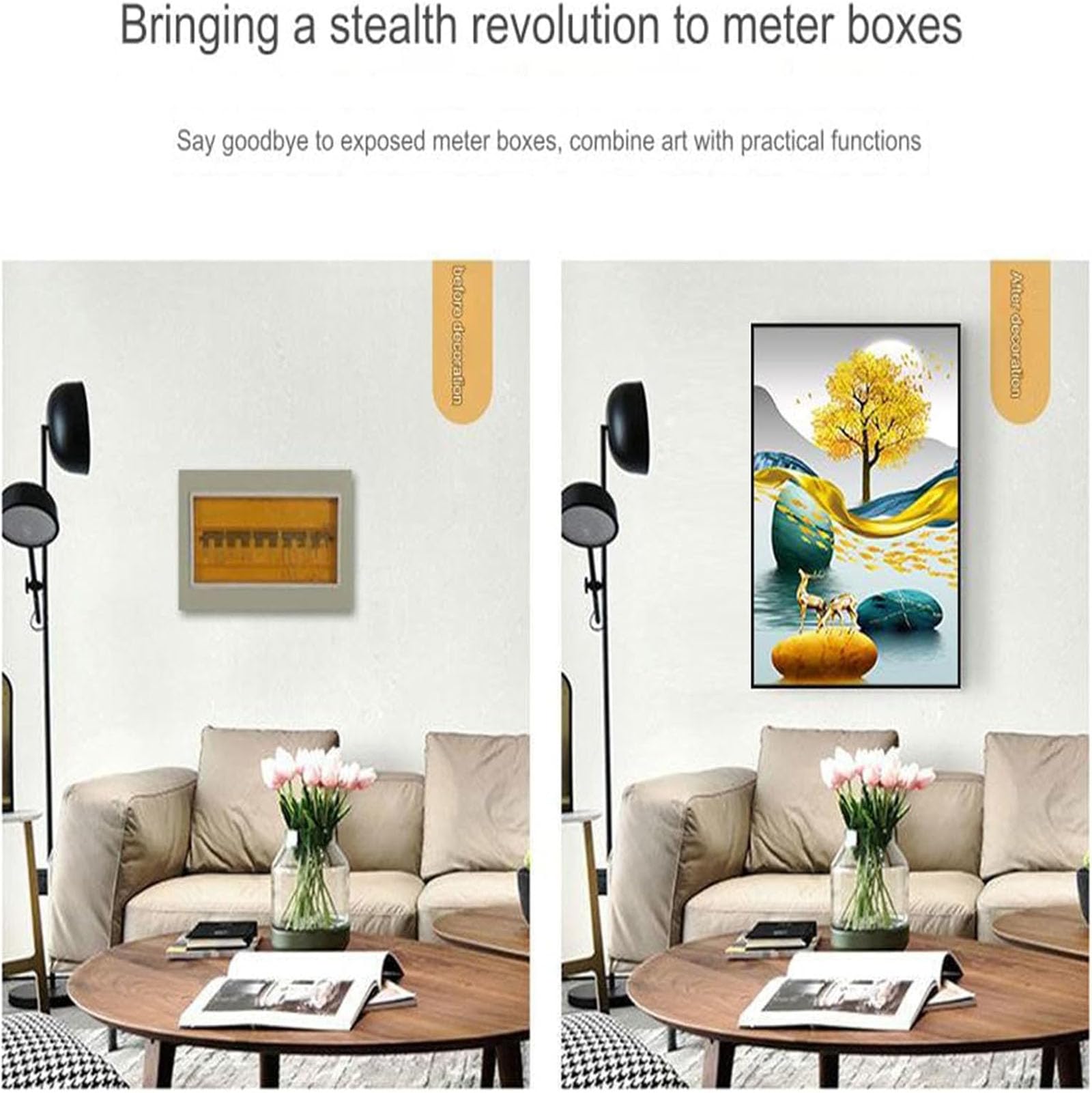 Copertura Contatore Elettrico Decorativa Quadro Elettrico Pittura Decorativa Copertura del Quadro Elettrico A Parete Casa Soggiorno Murale Moderno,05,35 * 45cm