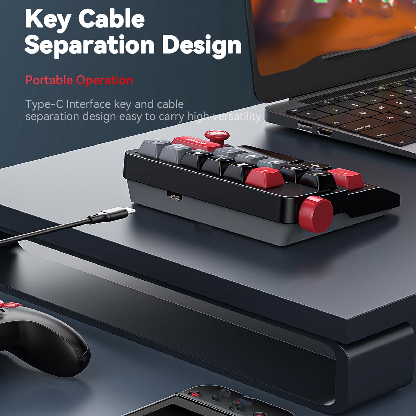 Sxhlseller Pavé Numérique Mécanique, 19 Touches, Clavier Numérique Filaire USB Remplaçable à Chaud avec Touches Macro Programmables et Contrôle par Joystick, pour PC, Ordinateur Portable, (Black)