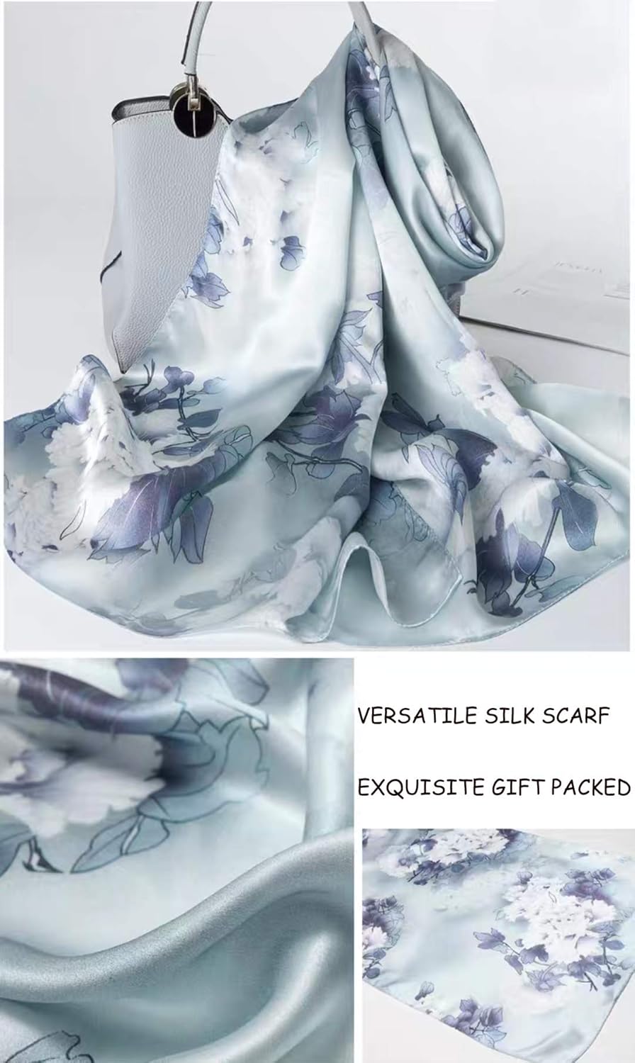 ANDANTINO 100% Mulberry Silk Long Scarf for Women Large Shawls for Headscarf and Neck- Oblong Hair Wraps with Gift Packed - Image 3