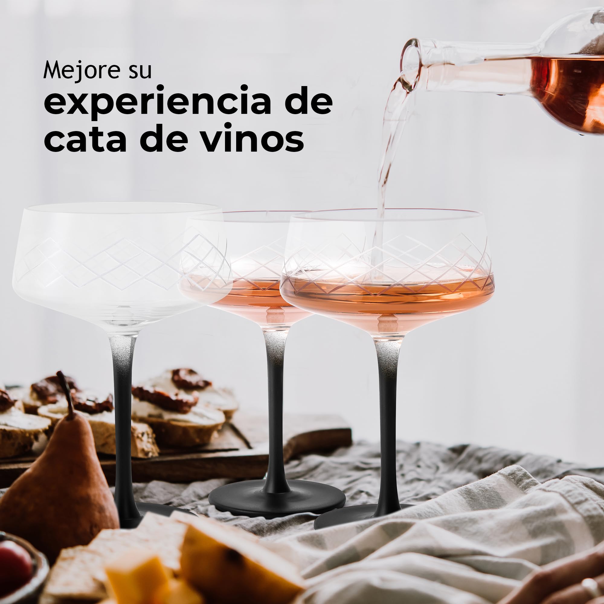 MIAMIO - copas de cóctel 280 ml Crystaluna para cocina | Copas de cóctel de cristal, 280 ml, Crystaluna. Diseño moderno y práctico para la cocina y el día a día.