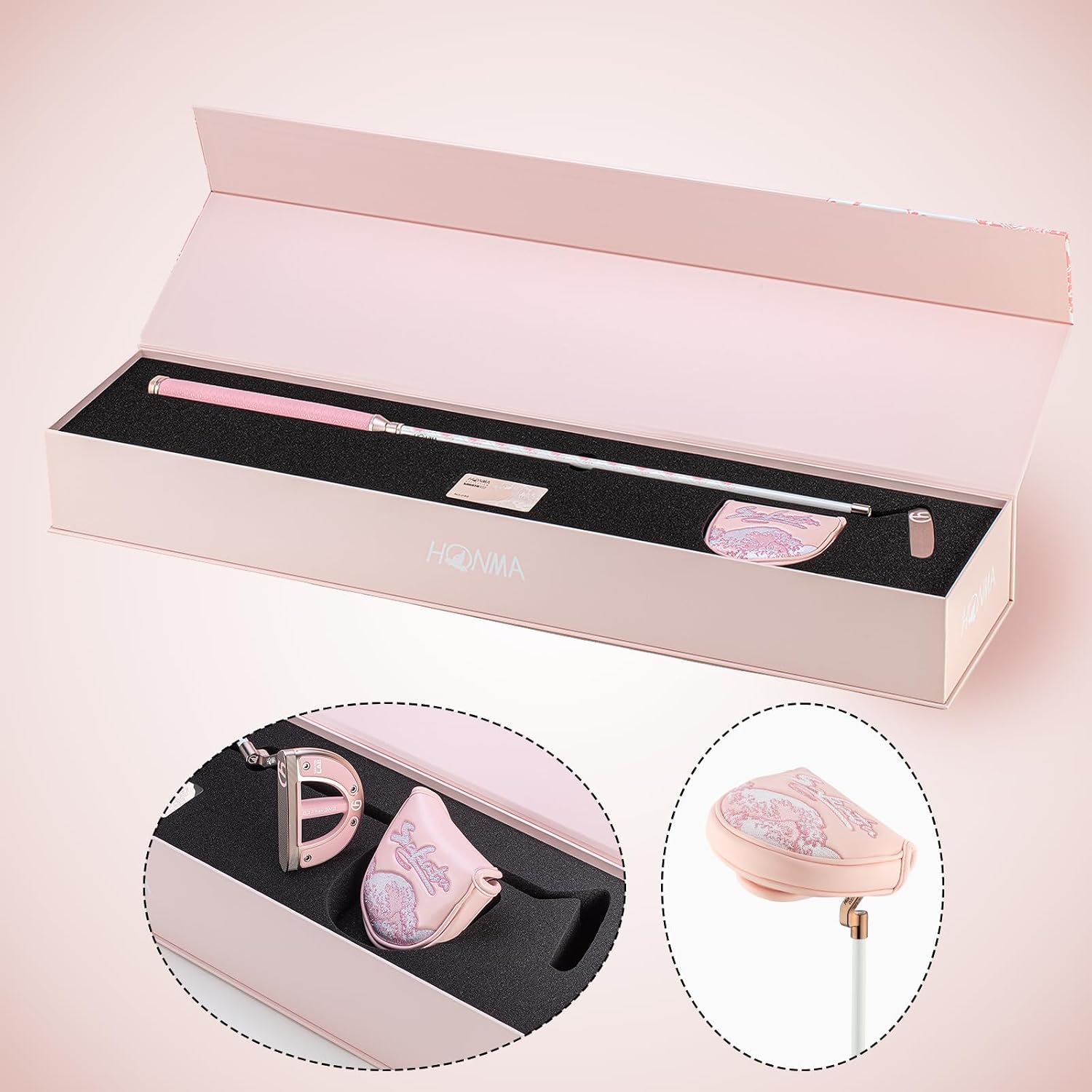 Honma Mallet Golf Putter for Men and Women– High MOI Forgiveness, CNC Milled Face, Full Carbon Shaft, Soft Tour Feel, Gift Box with Headcover, Right Handed, 33"/34"