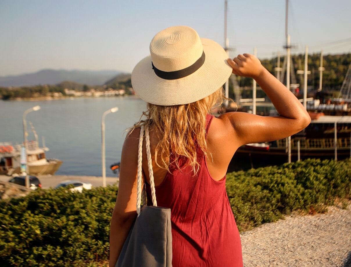 Lanzom Sun Hats for Women Wide Brim Straw Boater Hat Foldable Packable Beach Hat for Summer Fit Size 6 8/7-7 1/4 - Image 4