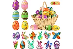 36-Count Easter Basket Stuffers: Vibrant Easter Eggs Encased Pop Fidget Toys
