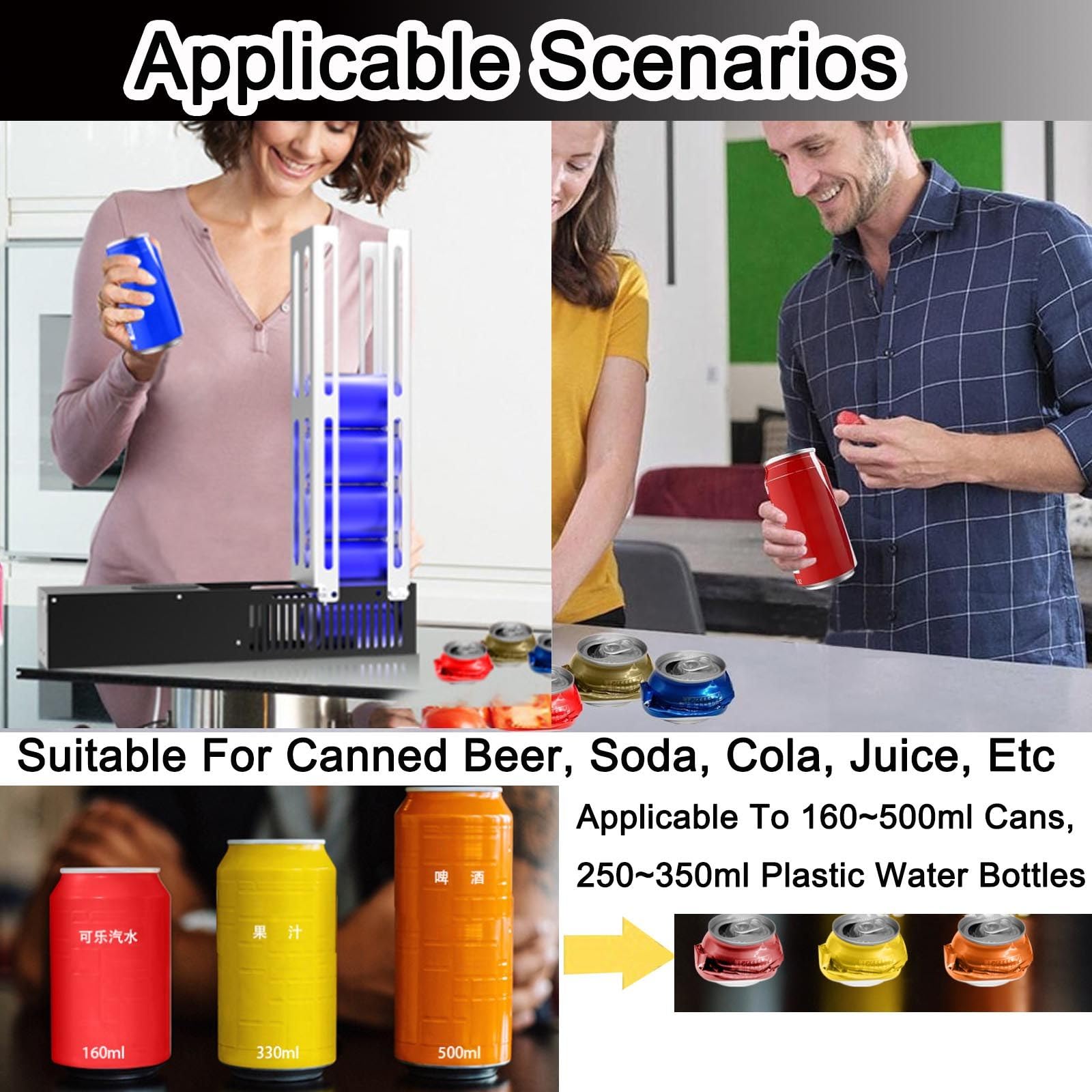 Trituradora EléCtrica De Latas, Trituradoras De Latas AutomáTicas, Trituradora De Latas De Aluminio EléCtrica De 8/12/16 Oz, Compactador De Basura Para Latas, Puede Llenar 8 Latas A Vez, ,Black