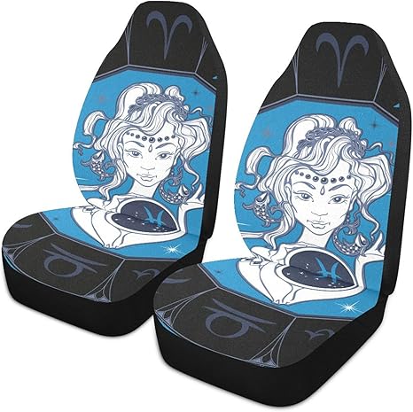 Zodiac-sign-pisces Front Car Seat Covers Set of 1, Bucket Seats Protector Decor Fit Most Vehicle, Cars, Sedan, Truck, SUV, Van