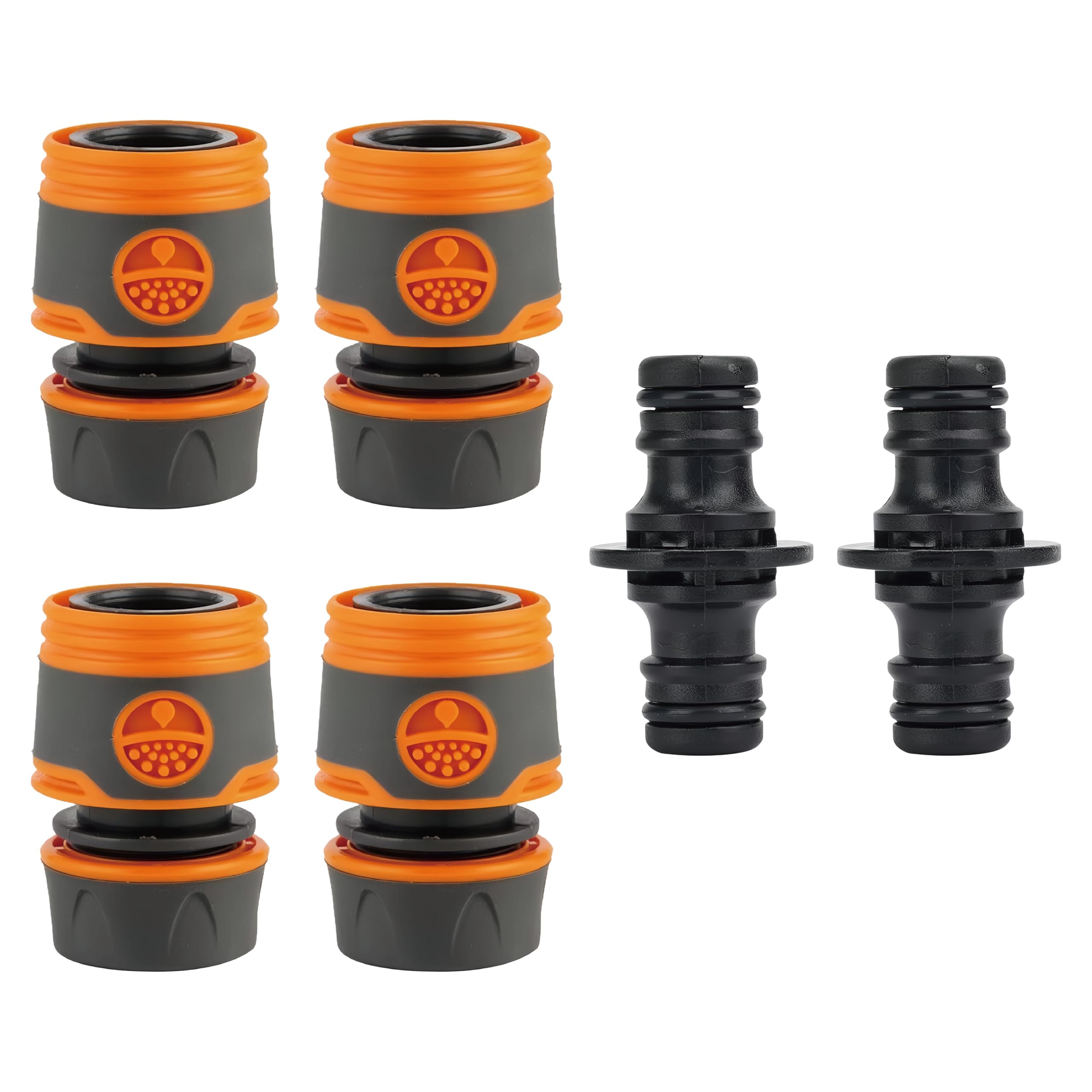 Water Pipe Accessory kit (Including 4 Hose Quick connectors and 2 Double Formula Quick connectors), efficiently Extending Two Short Water Pipes to Achieve extensive Irrigation in Gardens