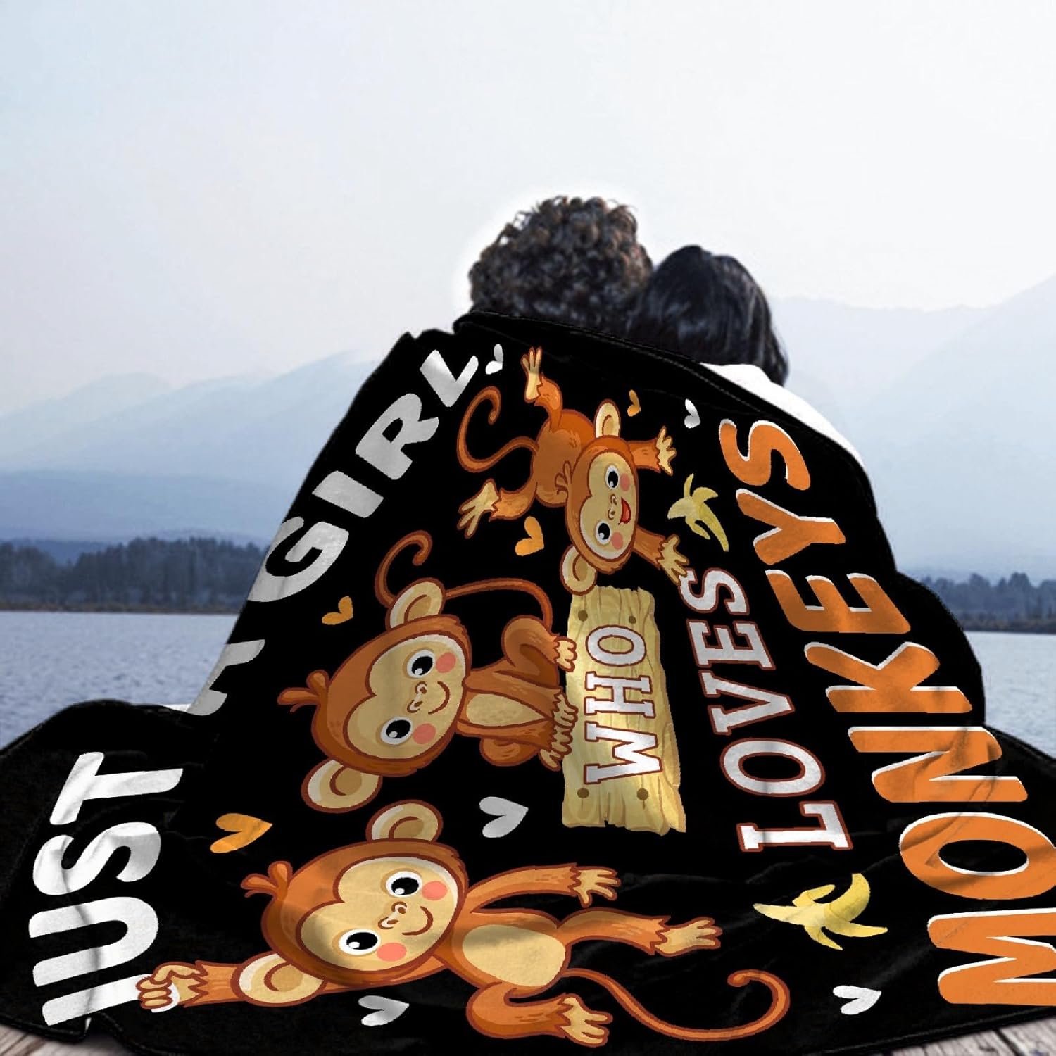 Monkey Blanket for Girls Just A Girl Who Loves Monkeys Gifts for Kids Women Soft Lightweight Comfortable Throw Blanket for Bedding Sofa Camping 40x50inches - Image 6