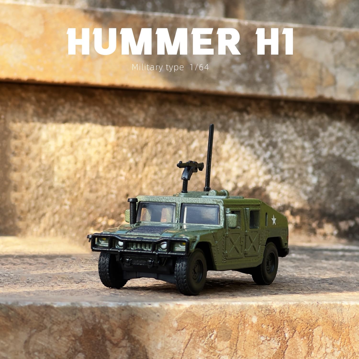 NUOTIE 1/64 Hummer H1 Car Model Military Truck Off Road Vehicle Die-cast Metal Model Kit Military Armored Car Multifunctional Truck Armored for Adults Collection or Gift