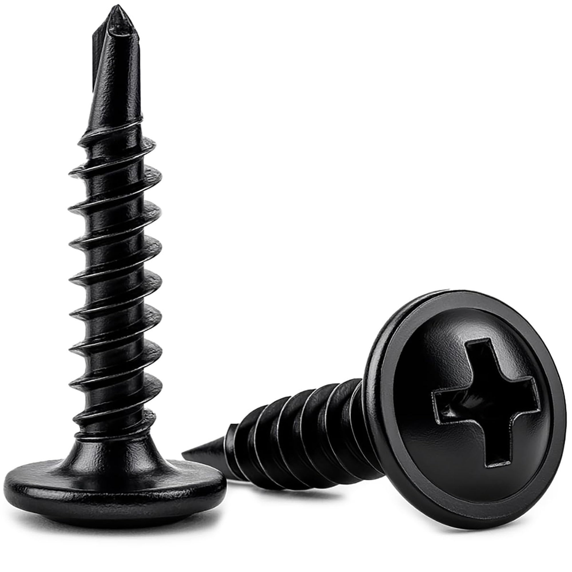 4.2mm x 65mm (Pack of 20) Black Self Drilling Phillips Wafer Head Screws Steel Self Tapping Screws for Metal Sheets Roofing Windows - M11A 4.2x65_20 — image 1