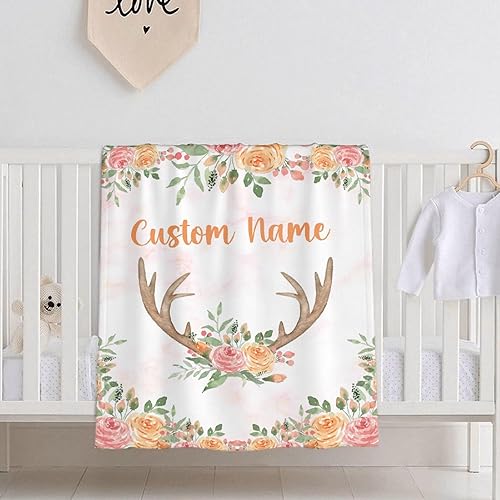 Miniatura 447 de Manta personalizada con diseño de jirafa y elefante, manta de franela suave, acogedora y ligera con nombre para sofá, cama, sofá, regalo, unisex