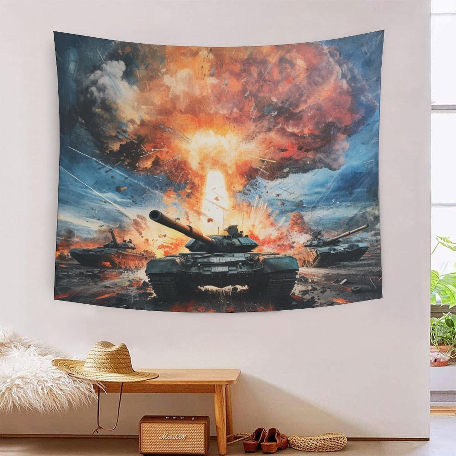 Tapiz de pared con estampado 3D de tanque de combustible para decoración moderna 7