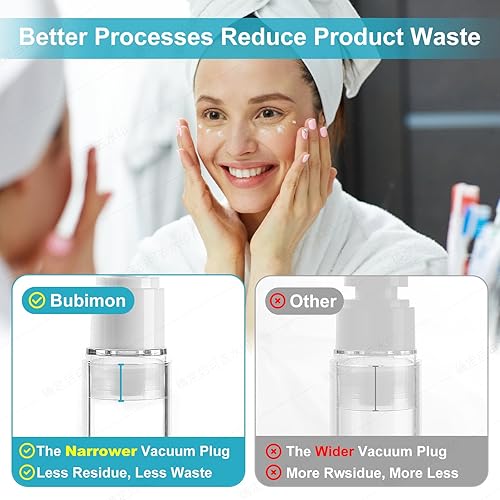 Miniatura 5 de Bubimon - Paquete de 18 tarros de bomba sin aire, recipientes de cosméticos de 1.710.70.34 onzas, tarro recargable a prueba de fugas para artículos