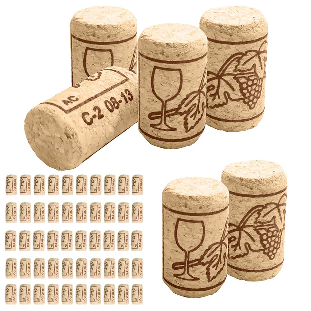 50 Pcs Wood Wine Corks Straight Round Cork Stopper with Corkscrew Wine Opener for Wine Making or DIY Decor